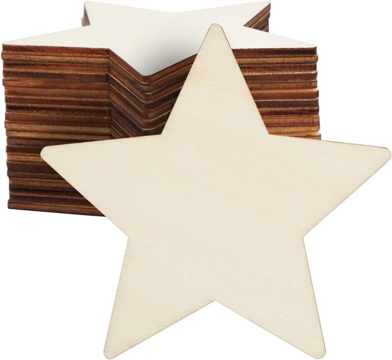 Changrobe Star MDF Pine Wood 8 inch -2.5 mm Thick Wood Stars for Crafts, Unfinished Wooden Star Cutouts, Star Wood Slices Board for Resin Art, Mandala Art, Pyrography, Painting (Set of 20) - Image 1