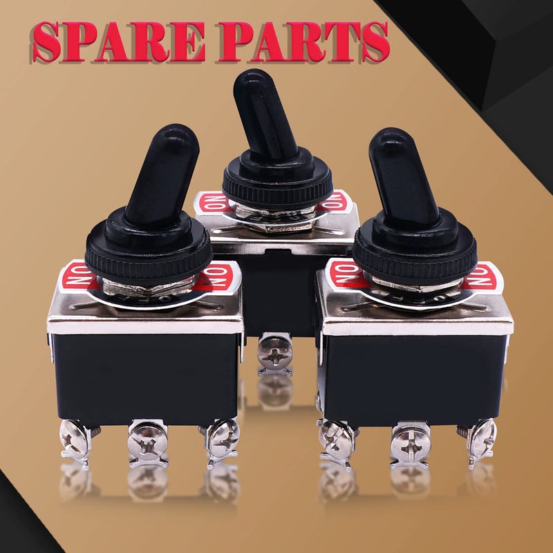 Twidec /3Pcs Heavy Duty Rocker Toggle Switch 16A 250V AC DPDT 3 Position 6 Pin ON/Off/ON Switch with Metal Bat Waterproof Boot Cap Cover Ten-1322-B203 - Image 3