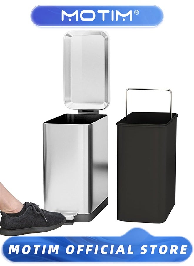 Motim Slim Stainless Steel Step Trash Can, 18L Large Garbage Pedal Can Waste Bin with Removable Inner Bucket for Home Kitchen Bathroom Office Rubbish Bin  - Image 1