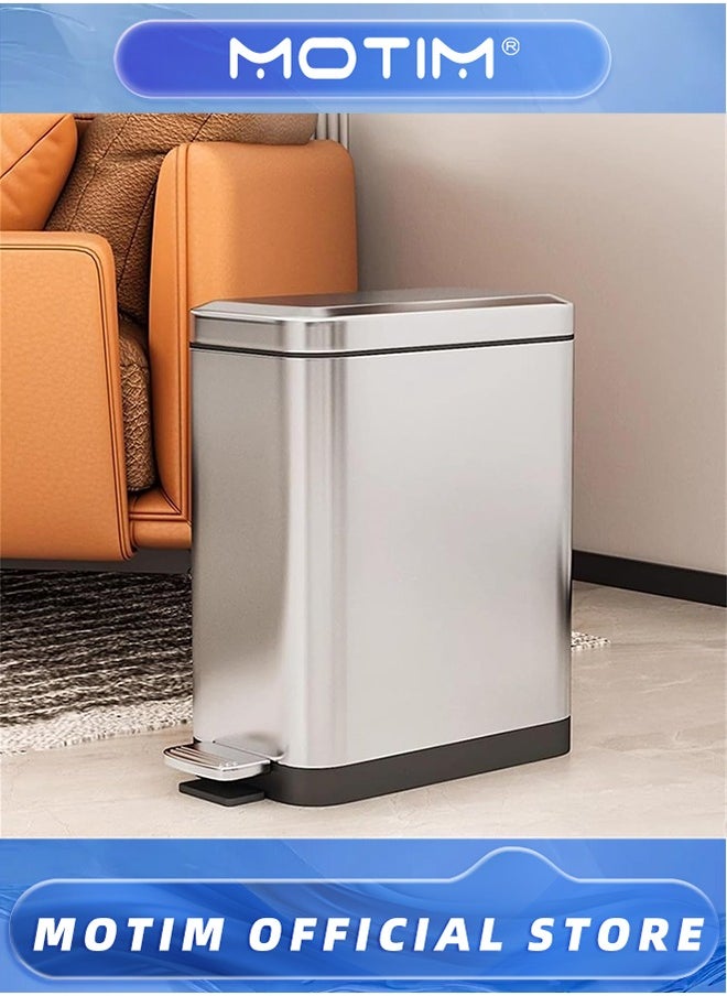 Motim Slim Stainless Steel Step Trash Can, 18L Large Garbage Pedal Can Waste Bin with Removable Inner Bucket for Home Kitchen Bathroom Office Rubbish Bin  - Image 2