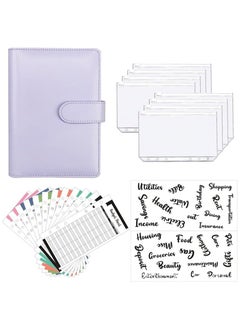 phomemo A6 Pu Leather Budget Binder, Cash Envelopes for Budgeting, 8 pcs Budget Binder With Magnetic Zipper Envelopes, 12 pcs Budget Sheets, 2 pcs Budget Binder Stickers (Purple)  - Image 1