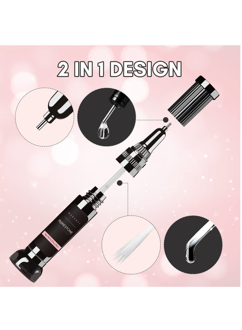 KASTWAVE Nail Rhinestone Glue Gel, Upgrade Gel Nail Glue with Brush & Pen Tip Super Strong Adhesive Precise for Nail Charms Crystals Rhinestones Beads Diamonds Flower 3D Decorations 8ml*2  - Image 3