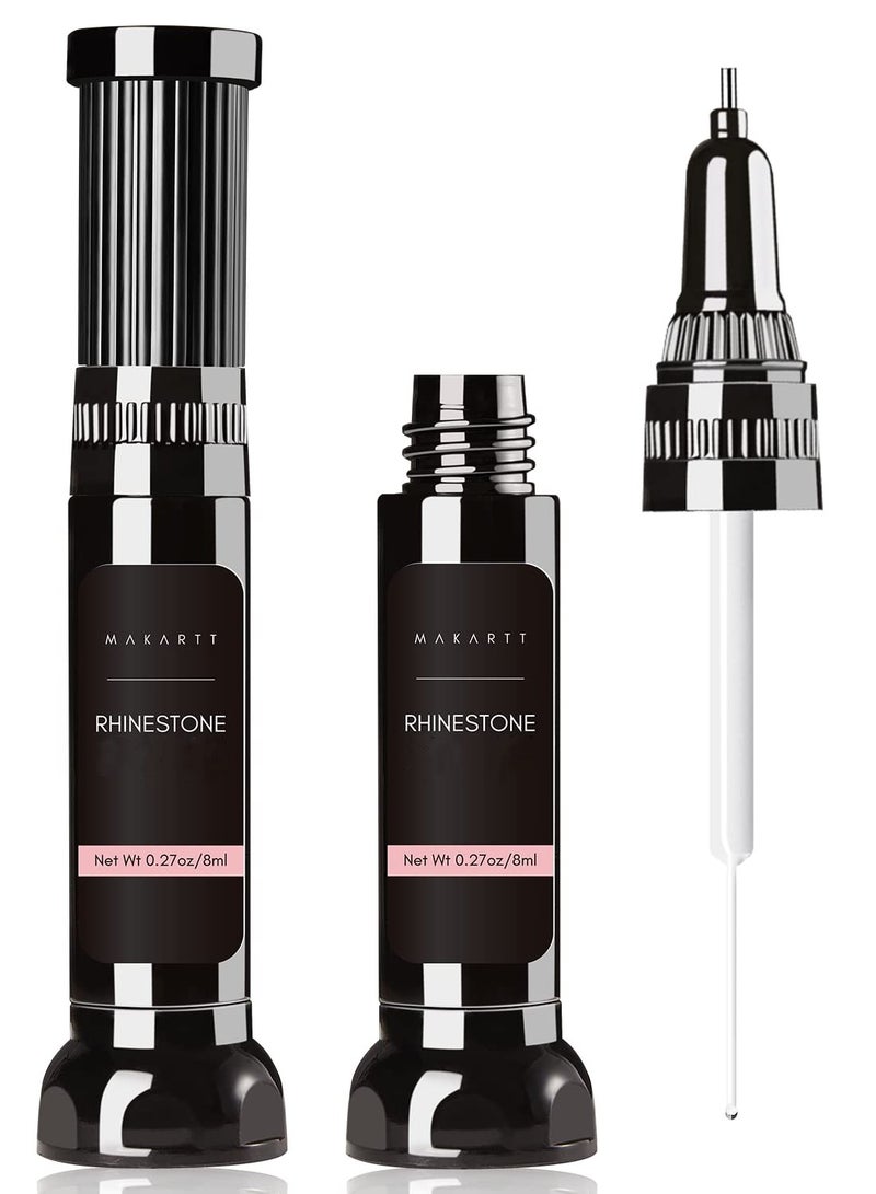 KASTWAVE Nail Rhinestone Glue Gel, Upgrade Gel Nail Glue with Brush & Pen Tip Super Strong Adhesive Precise for Nail Charms Crystals Rhinestones Beads Diamonds Flower 3D Decorations 8ml*2  - Image 1