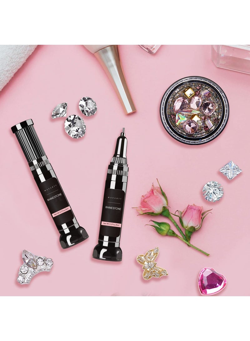 KASTWAVE Nail Rhinestone Glue Gel, Upgrade Gel Nail Glue with Brush & Pen Tip Super Strong Adhesive Precise for Nail Charms Crystals Rhinestones Beads Diamonds Flower 3D Decorations 8ml*2  - Image 5