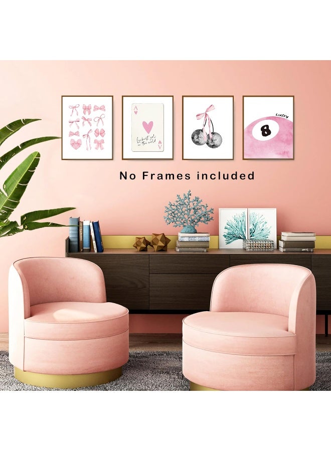 okaxscm Pink Coquette Trendy Preppy Wall Art Prints Set of 4 - Image 5