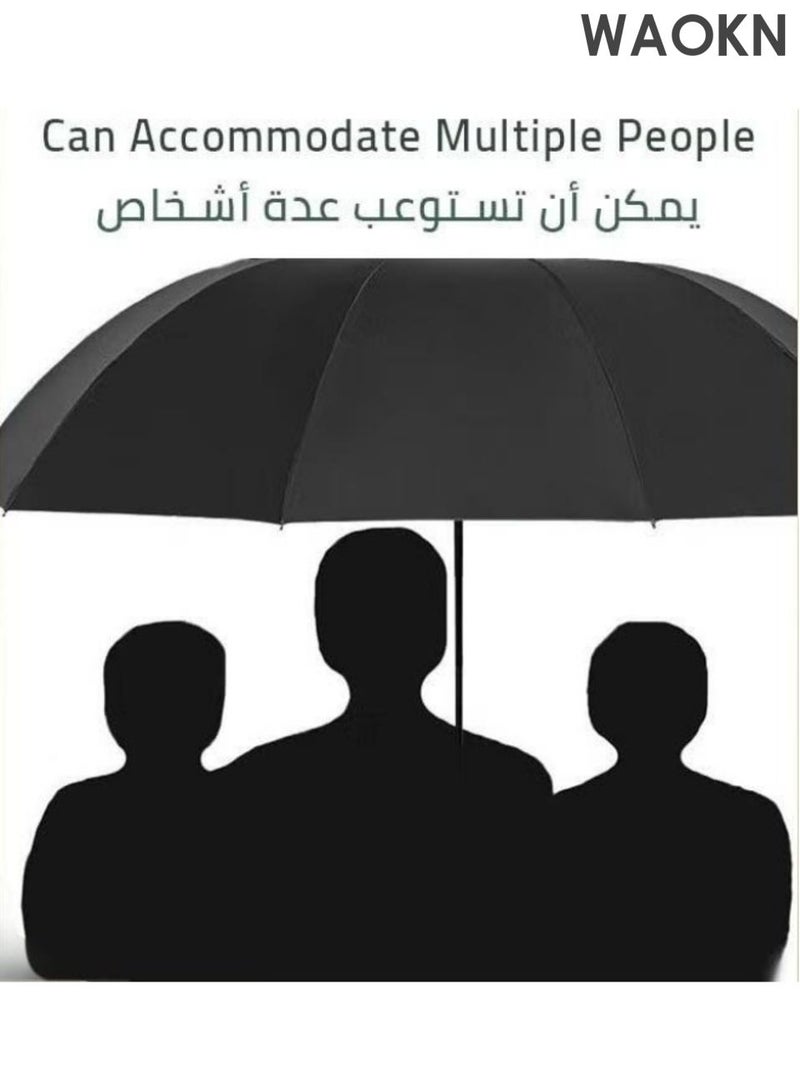 دبليو أيه أو كي أن مظلة كبيرة ، مظلة قابلة للطي لثلاثة أشخاص ، مظلة 51 بوصة ، مقاومة للرياح ، مقاومة للماء ومظلة السفر الواقية من الشمس ، مظلة فتح وإغلاق يدوية ، مظلة قماش مغلفة ، مظلة شمسية معززة ومسمكة للحماية من العاصفة المطرية والظلال الشمسي والأشعة فوق البنفسجية. - Image 5