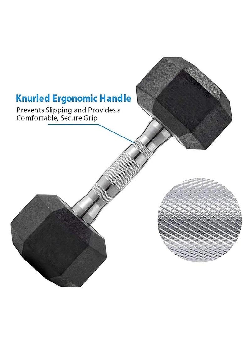 VIO 5 KG Rubber Coated Metal Ergonomic Hex Hand Dumbbell for Fitness Strength Training Weightlifting Workout Prevent Rolling Injury for  Home Gym Sports Exercise Gym Equipment Men Women Pack of 1  - Image 5