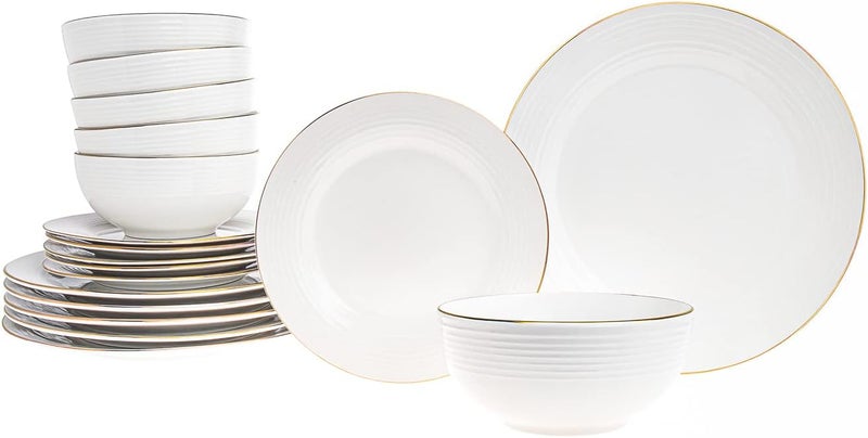 Godinger Godinger Dinnerware Set Plate Bowl Saba Gold Service of 6  - Image 2