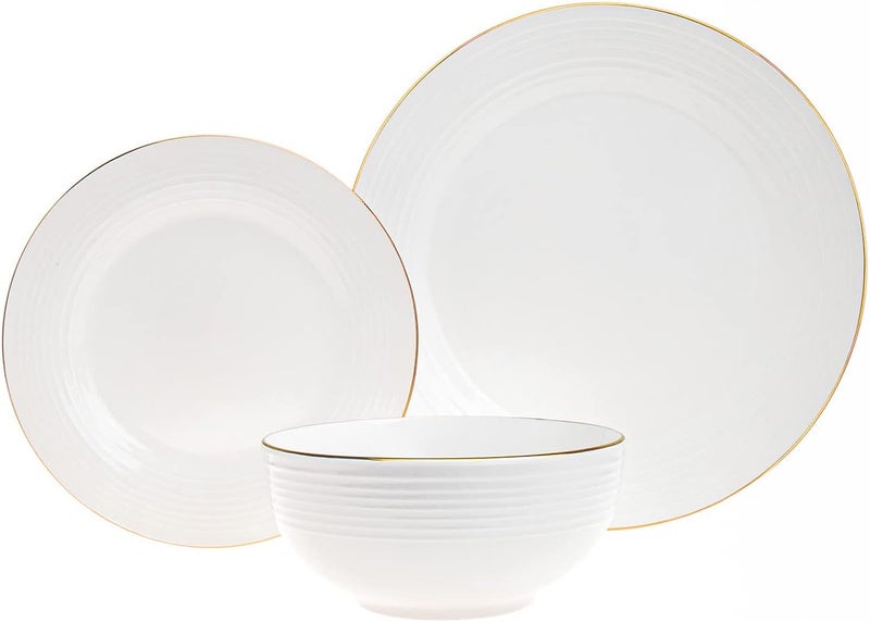 Godinger Godinger Dinnerware Set Plate Bowl Saba Gold Service of 6  - Image 1