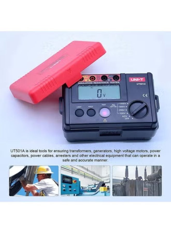 UNI-T 1000V Insulation Resistance Tester Megohmmeter Ground Resistance Tester Meter with LCD Display, Backlight (UT501A) - Image 1