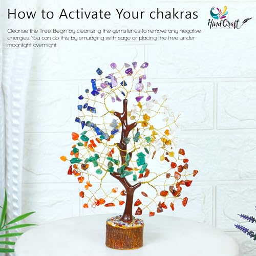 HindCraft Chakra Tree for Positive Energy & Healing | Feng Shui Seven Chakra Tree of Life with Crystals & Stones | Home Décor for Living Room & Spiritual Spaces - Image 4