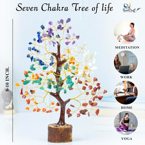HindCraft Chakra Tree for Positive Energy & Healing | Feng Shui Seven Chakra Tree of Life with Crystals & Stones | Home Décor for Living Room & Spiritual Spaces - Image 3