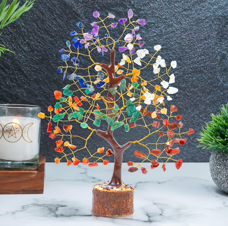 HindCraft Chakra Tree for Positive Energy & Healing | Feng Shui Seven Chakra Tree of Life with Crystals & Stones | Home Décor for Living Room & Spiritual Spaces - Image 1