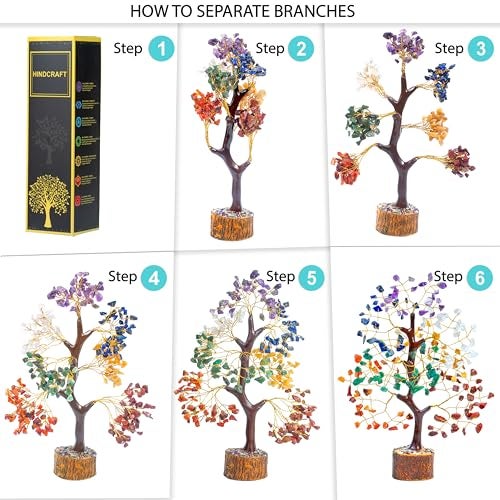 HindCraft Chakra Tree for Positive Energy & Healing | Feng Shui Seven Chakra Tree of Life with Crystals & Stones | Home Décor for Living Room & Spiritual Spaces - Image 5