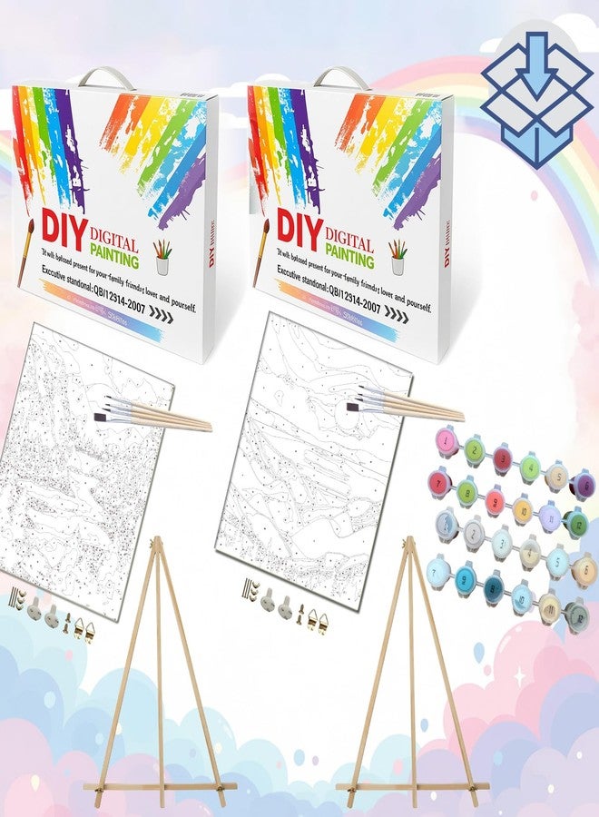 BAISITE Paint by Numbers Kit for Adults Beginners,8" Wx12 L 2 Pack Canvas for Painting Kits for Adults in Colorful Box 1112-ALREADY Framed - Image 3