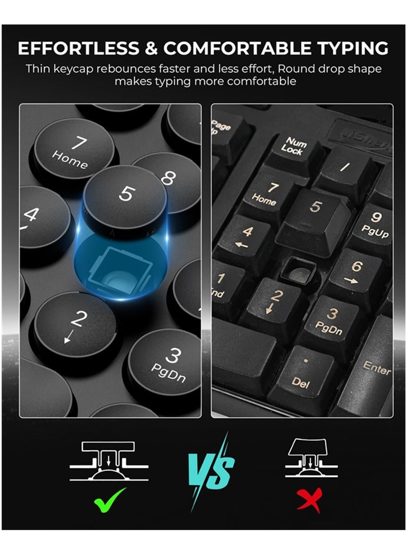 Aookay Arabic & English Wireless Keyboard and Mouse Combo, Multi-Device (Bluetooth+2.4G) Keyboard Mouse with Phone Tablet Holder, Full-Sized Typewriter Cordless Keyboard and Mouse for Computer/Laptop (Black) - Image 5