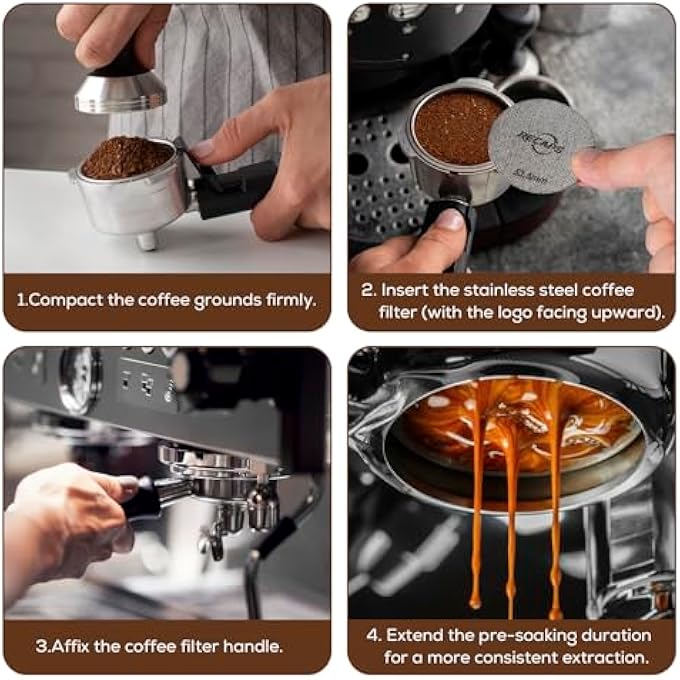 ريكابس فلتر قهوة معدني دائم من نوع إسبريسو بقطر 535 مم، سمك 17 مم، 150 م، مصنوع من الفولاذ المقاوم للصدأ 316 لسلة فلتر الإسبريسو - Image 4