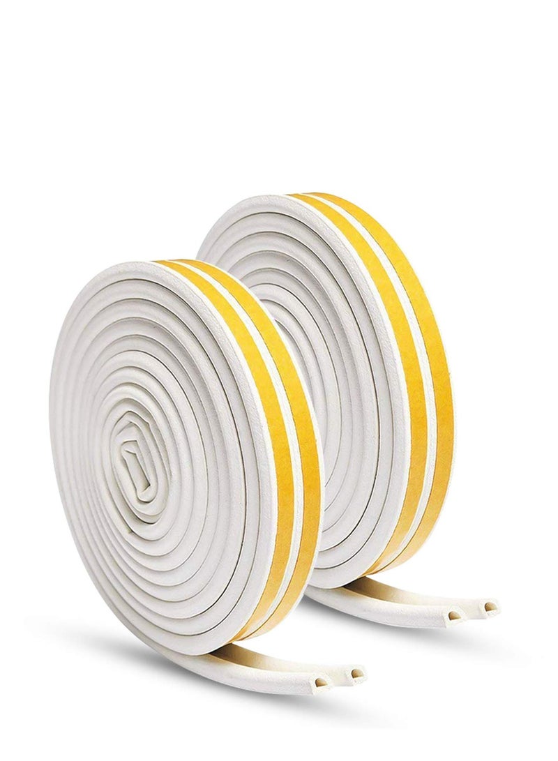 Zikra Door Weather Stripping, Window Seal Strip for Doors and Windows - Self-Adhesive Foam Weather Strip | Soundproof Seal Strip Insulation Epdm D Type 66ft(5m) 2 Pack (White) - Image 1
