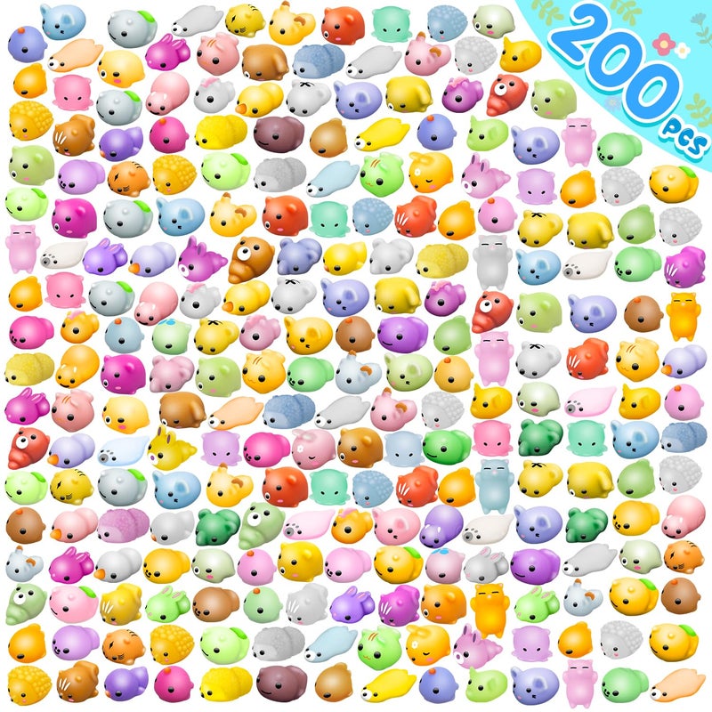 Dioju 200 Pcs Mochi Squishy Toy, Mini Kawaii Squishies Bulk Sensory Fidget Toys Goody Bag Party Favors for Kids, Classroom Prizes Pinata Filler Carnival Stocking Stuffers Christmas Birthday Gifts - Image 1