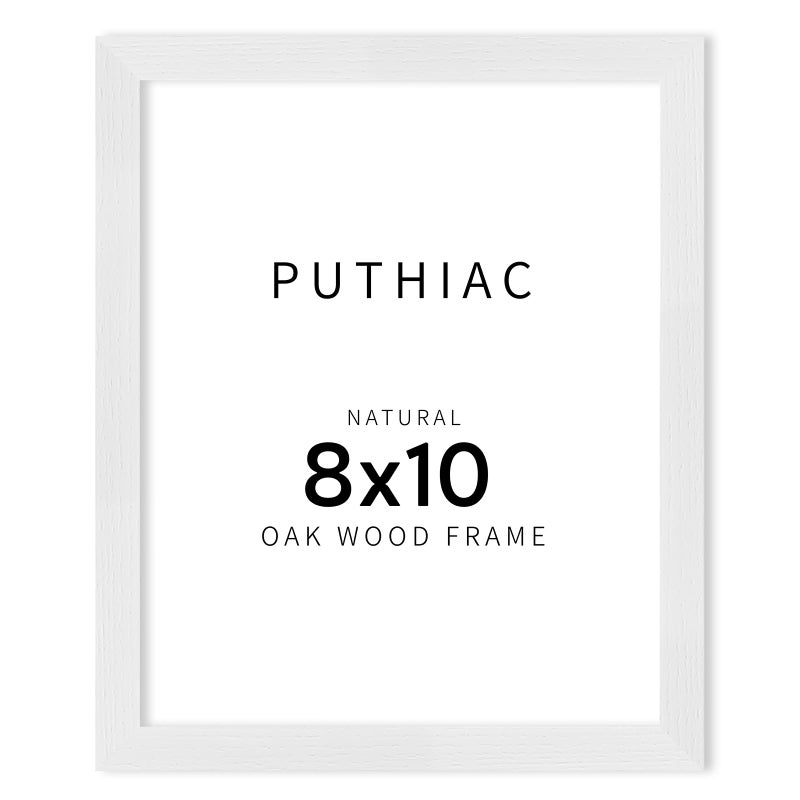 puthiac Picture Frame  White 8x10  Natural Solid Wood  1 Pack - Image 1