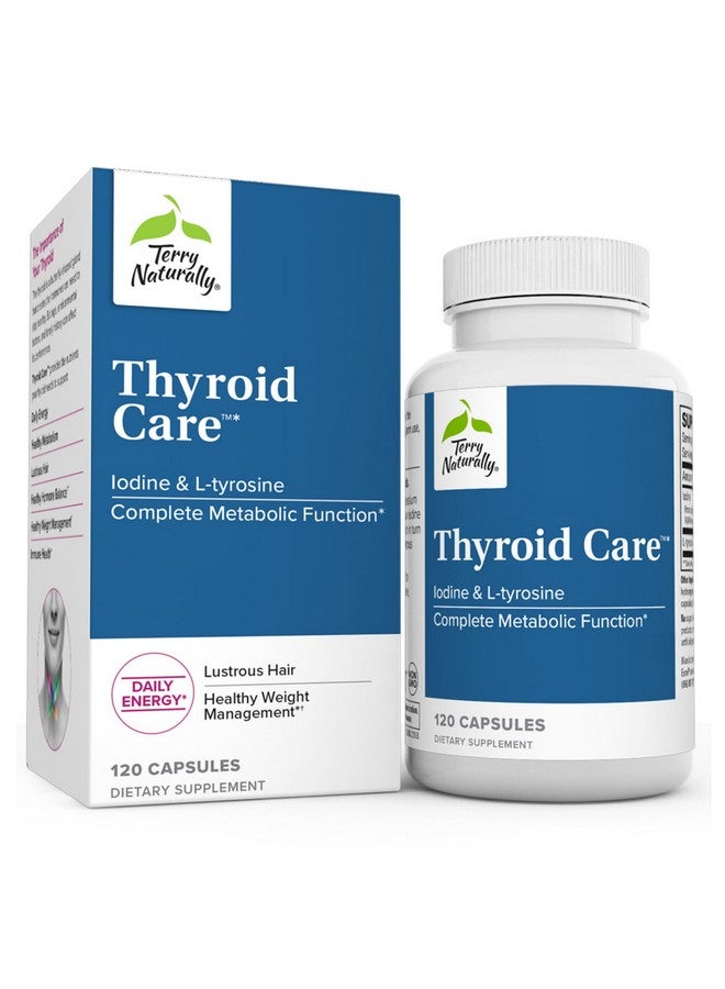 Terry Naturally Thyroid Care - 120 Capsules - Complete Metabolic Function - with Iodine + L-Tyrosine - Non-GMO, Gluten Free, Kosher - 60 Servings - Image 1
