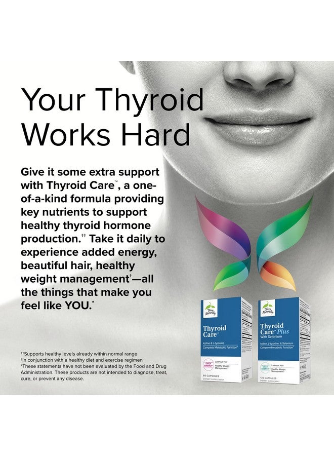 Terry Naturally Thyroid Care - 120 Capsules - Complete Metabolic Function - with Iodine + L-Tyrosine - Non-GMO, Gluten Free, Kosher - 60 Servings - Image 4
