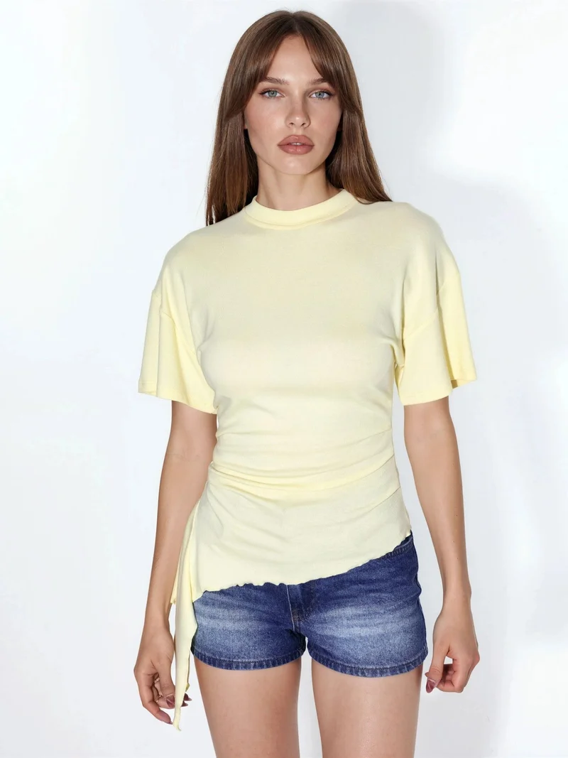 بوسيم BUSEM Oversized Crew Neck Drape Blouse