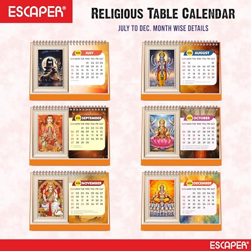ESCAPER 2026 Hindu Gods Desk Calendar (A5 Size) – Lord Ram, Lord Hanuman, Laddu Gopal & Lord Ganesha Table Calendar, Spiritual & Religious Desk Calendar for Home & Office - Image 3