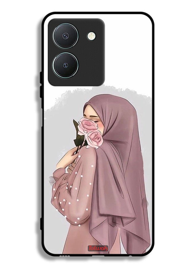 Tolwak Vivo Y36 4G Protective Case Cover Holding Roses Girl Art - Image 1