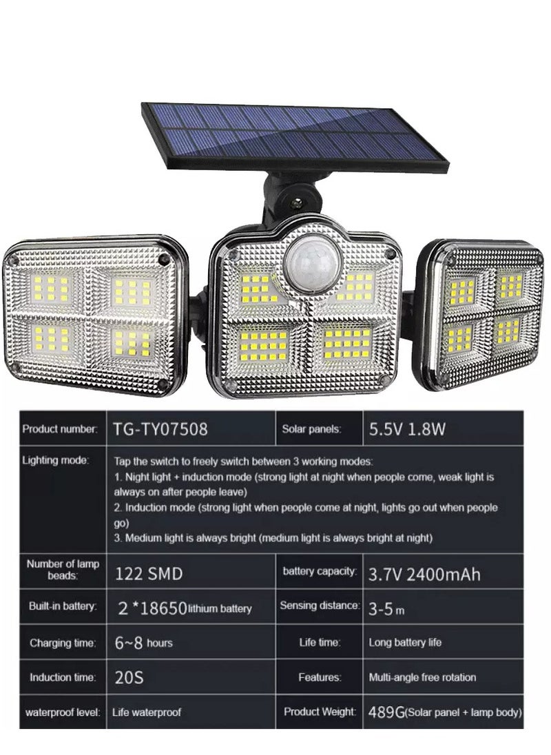 QLIGHT Outdoor Solar Lights, 120 LED Solar Motion Sensor Security Light 270° Wide Lighting Angle 3 Modes Solar Powered IP65 Waterproof Flood Wall Lampe for Garden Front Door Yard Porch Pathway  - Image 5