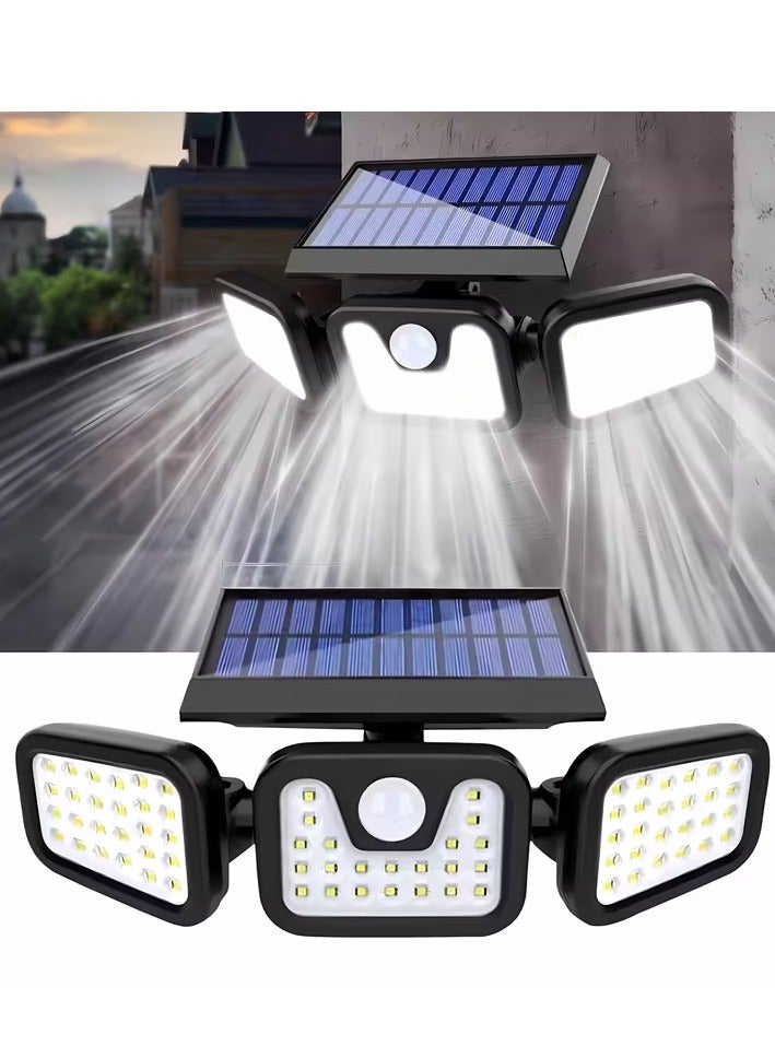 كيو لايت مصابيح شمسية خارجية، مصباح أمان يعمل بالطاقة الشمسية مزود بمستشعر حركة و74 مصباح LED، زاوية إضاءة واسعة 270 درجة، 3 أوضاع إضاءة، يعمل بالطاقة الشمسية، مقاوم للماء بمعيار IP65، مصباح جداري كاشف للحديقة، الباب الأمامي، الفناء، الشرفة، الممر - Image 1