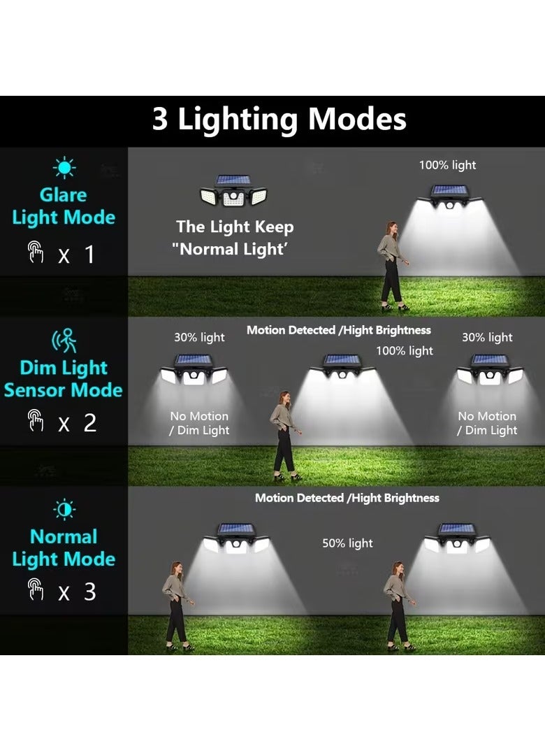 كيو لايت مصابيح شمسية خارجية، مصباح أمان يعمل بالطاقة الشمسية مزود بمستشعر حركة و74 مصباح LED، زاوية إضاءة واسعة 270 درجة، 3 أوضاع إضاءة، يعمل بالطاقة الشمسية، مقاوم للماء بمعيار IP65، مصباح جداري كاشف للحديقة، الباب الأمامي، الفناء، الشرفة، الممر - Image 2