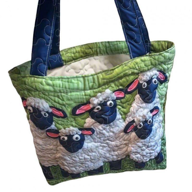 2026 Cross-Border Independent Site Noon New Digital Print Quilted Embroidered Tote Bag for Commuting and Casual Cotton Clothing - Image 5