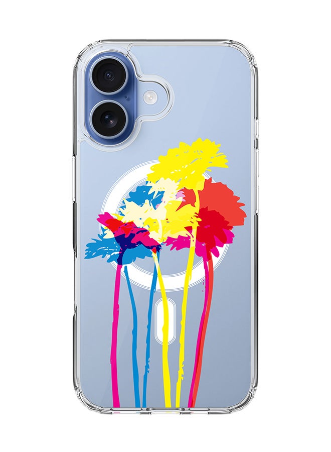 Stylizedd Classic Clear MagSafe Case for iPhone 17 , Hybrid Soft Case Flexible Edges Anti Drop TPU PC Gel Thin Transparent Cover [ Designed for iPhone 17 ] - Bleeding Flowers (Blue)