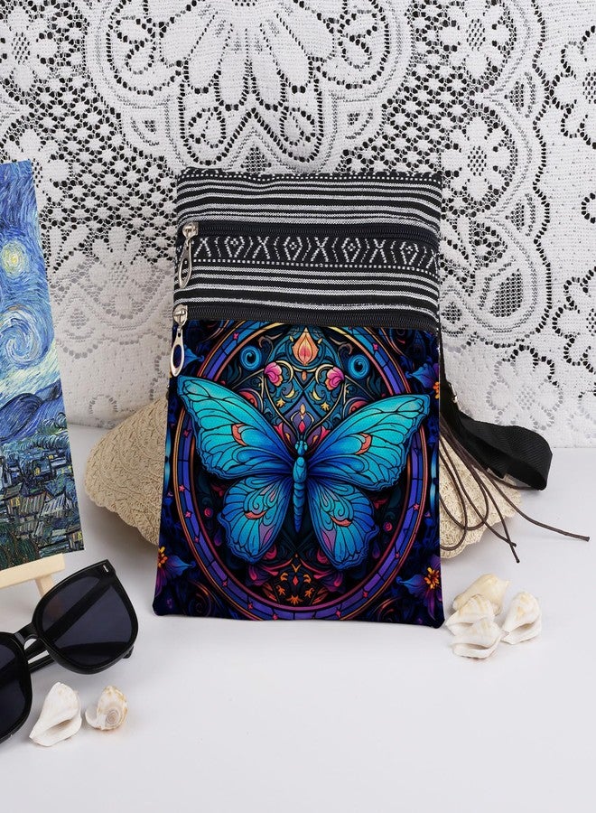 XiaoGalaee Blue Butterfly Crossbody Bag Women Travel Adjustable Shoulder Strap Messenger Bag Unique Birthday Festival Gift Idea for Friend Sister Daily Use Purse - Image 3