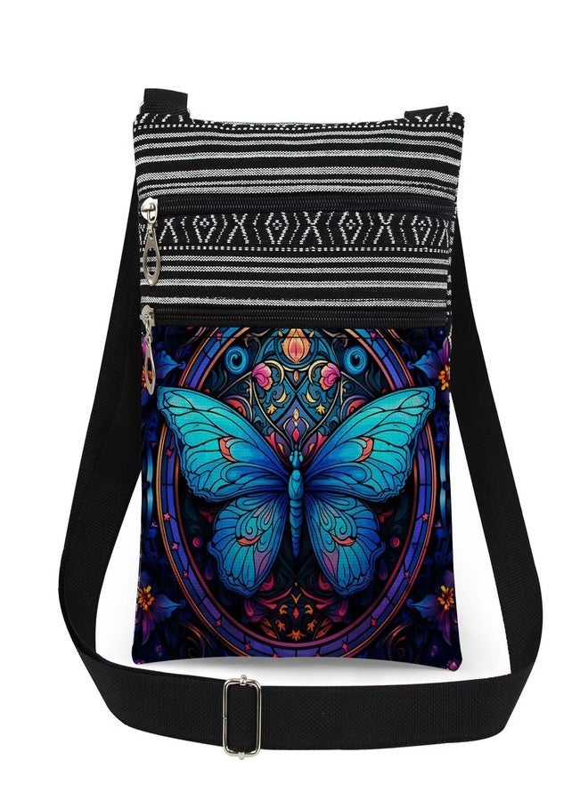 XiaoGalaee Blue Butterfly Crossbody Bag Women Travel Adjustable Shoulder Strap Messenger Bag Unique Birthday Festival Gift Idea for Friend Sister Daily Use Purse - Image 1