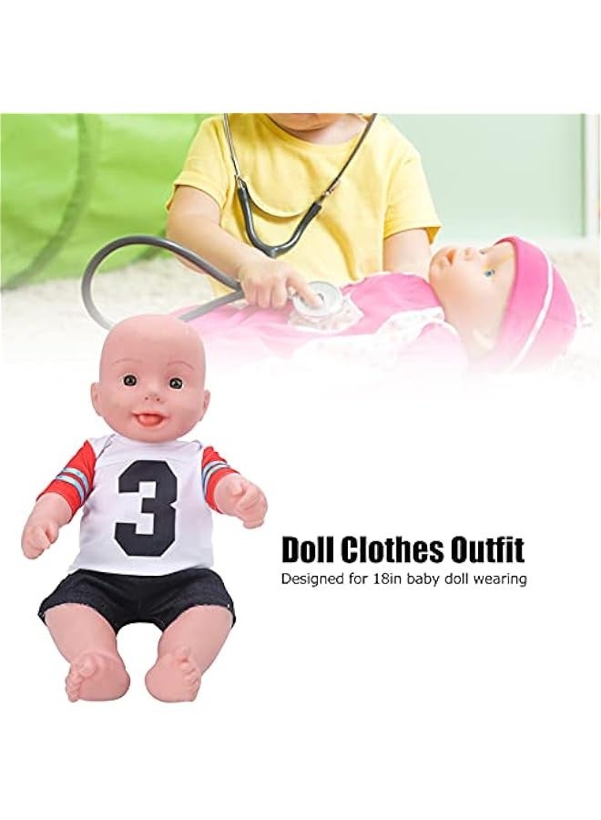 OCTOBER T-Shirt Reborn Baby Doll Clothes Sets,18Inch Newborn Baby Doll Accessories Fashion Baby Doll Outfit Matching Exercise T-Shirt and Shorts(QD18-048) - Image 5