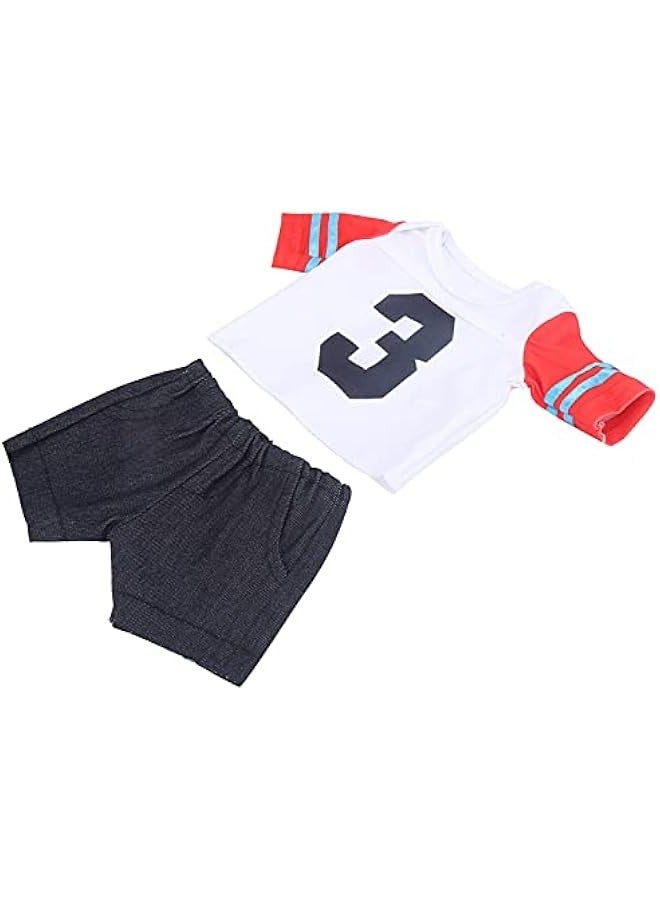 OCTOBER T-Shirt Reborn Baby Doll Clothes Sets,18Inch Newborn Baby Doll Accessories Fashion Baby Doll Outfit Matching Exercise T-Shirt and Shorts(QD18-048) - Image 3