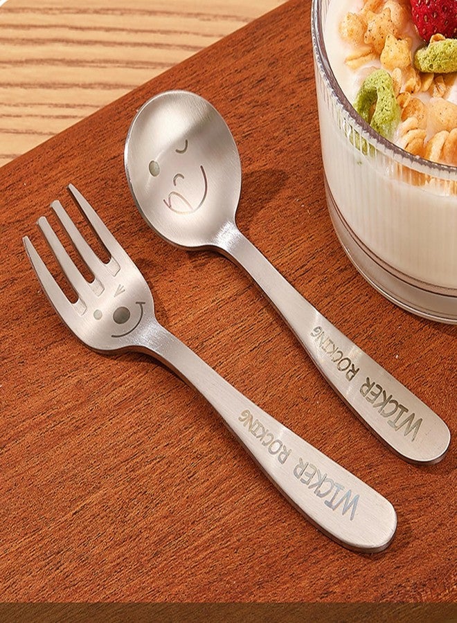 Mockery Children's Cutlery 3pcs Stainless Steel Kid's Toddler Cutlery Set, Children Safe Flatware Utensils Set Includes - 1 x Forks, 2 x Dinner Spoons (Silver) - Image 2