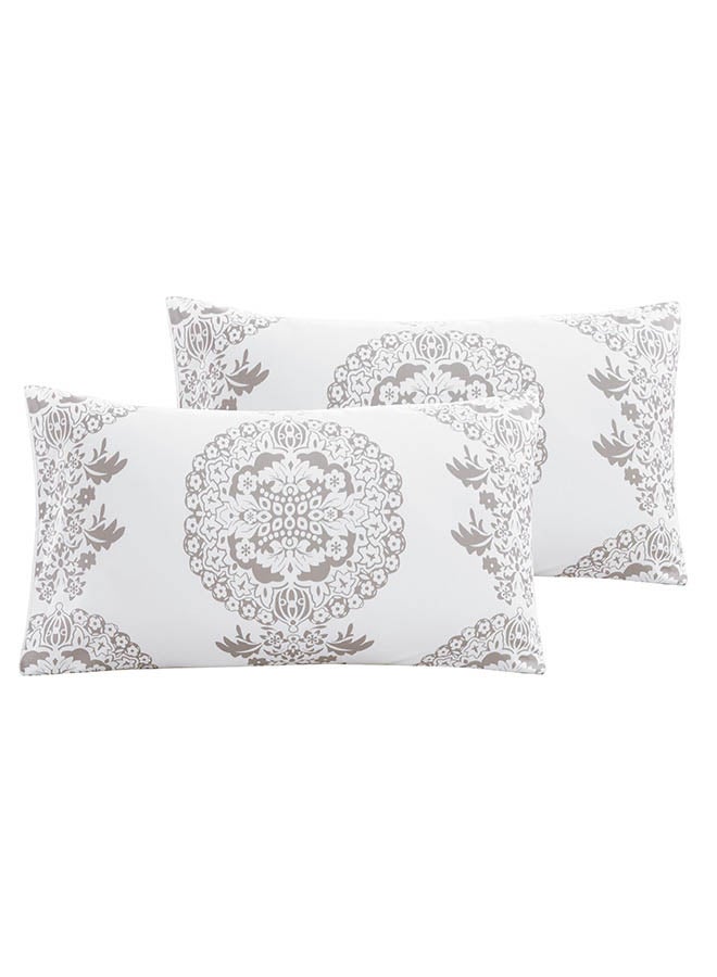 In-House Larry | Microfiber Comforter Set 4 Pieces - King - 260x240 cm - White & Grey  - Image 4