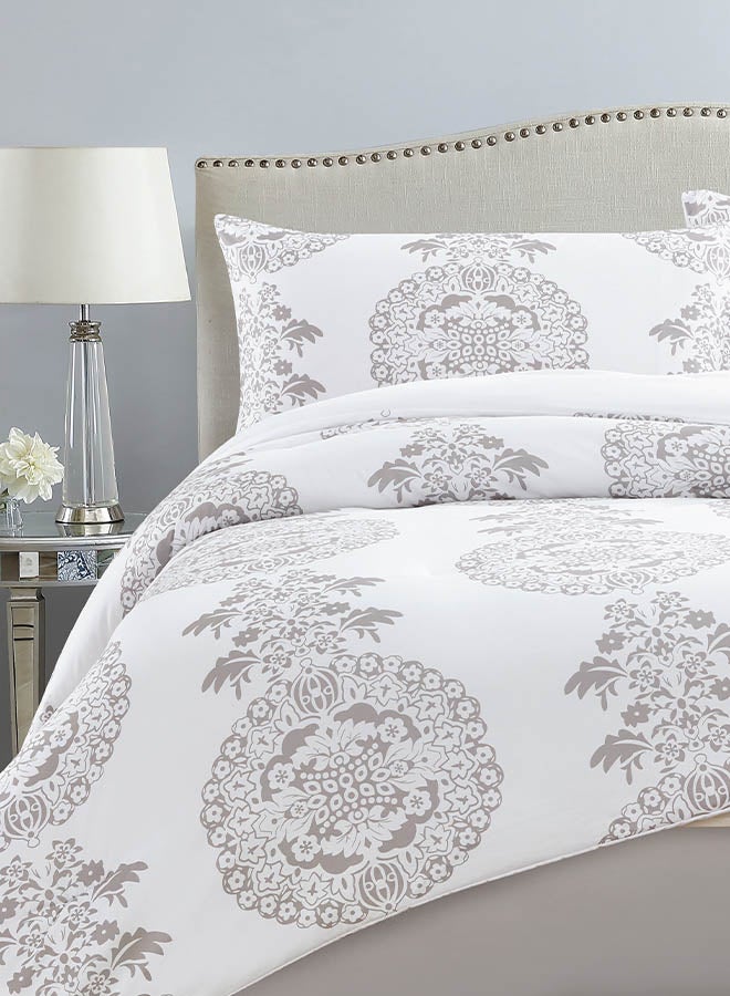 In-House Larry | Microfiber Comforter Set 4 Pieces - King - 260x240 cm - White & Grey  - Image 3