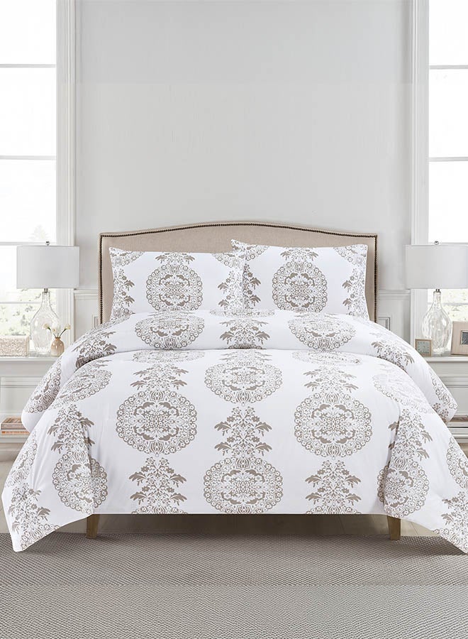In-House Larry | Microfiber Comforter Set 4 Pieces - King - 260x240 cm - White & Grey  - Image 5