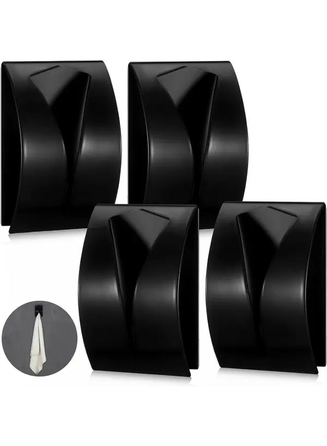 Silvery Stainless Steel Self Adhesive Towel Hooks For Kitchen Bathroom Wall Mounted 4 Packs - Image 2