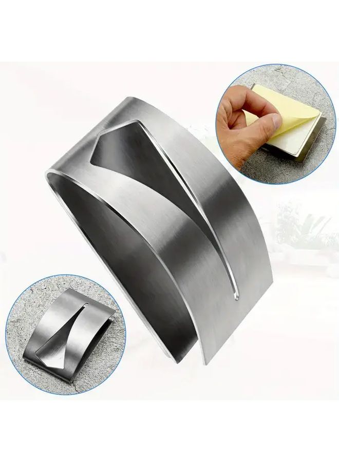 Silvery Stainless Steel Self Adhesive Towel Hooks For Kitchen Bathroom Wall Mounted 4 Packs - Image 5