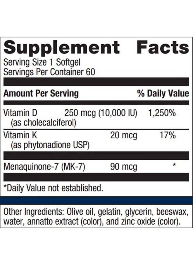 Metagenics Vitamin D3 10000 Iu With Vitamin K2 Vitamin D Supplement For Healthy Bone Formation Cardiovascular Health And Immune Support 60 Count  - Image 5