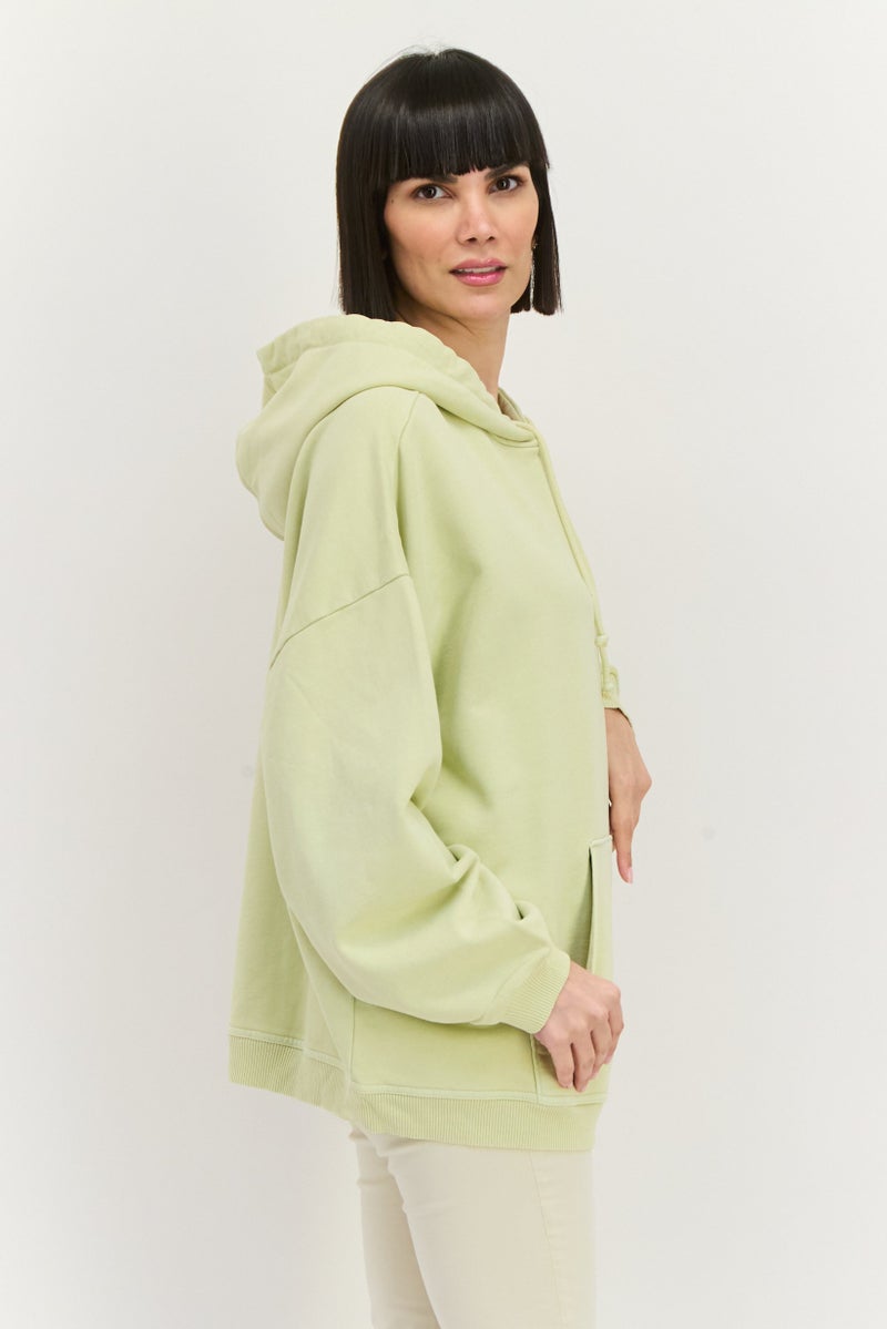 Levi's Women Embroidered Long Sleeves Hooded Sweatshirt, Mint Green - Image 2