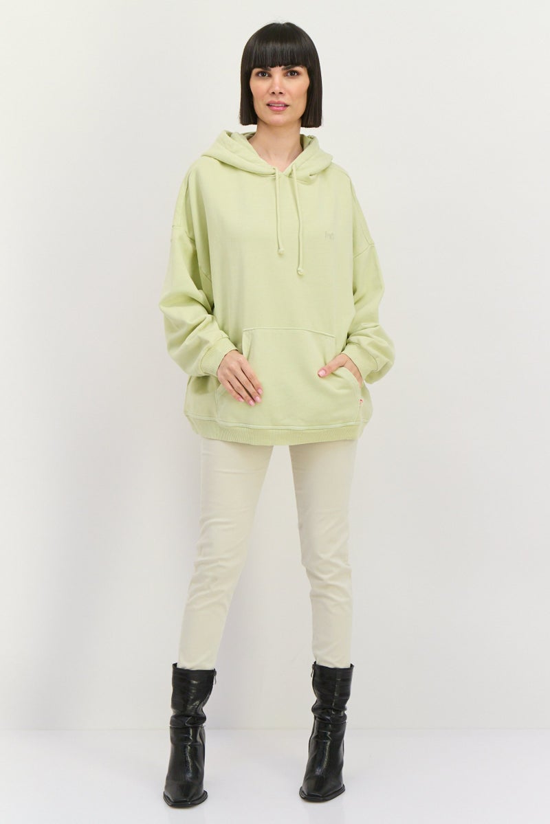 Levi's Women Embroidered Long Sleeves Hooded Sweatshirt, Mint Green - Image 4