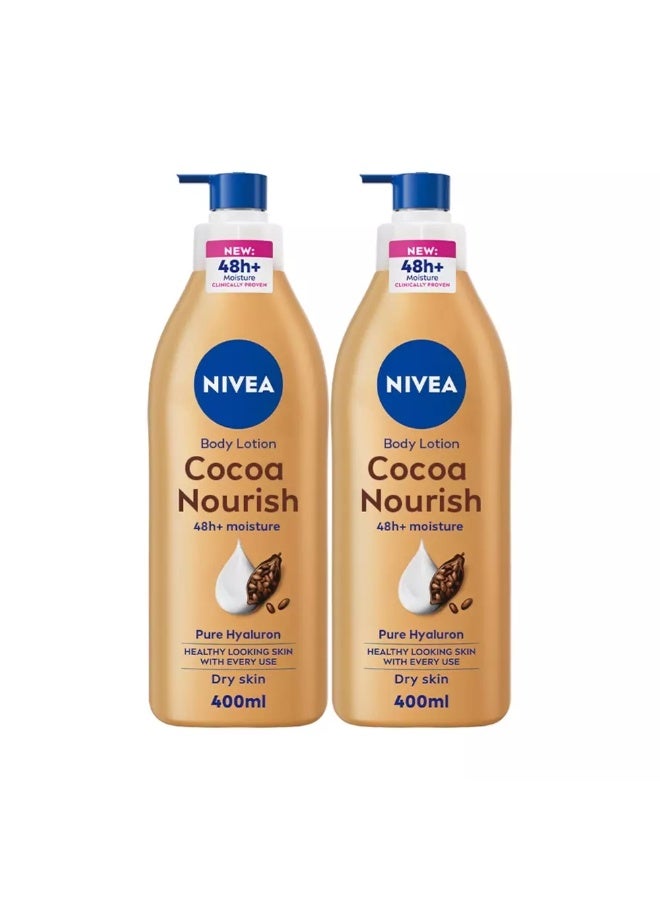 Nivea Cocoa Butter And Vitamin E Body Lotion For 48 hrs Deep Moisture Care- 2X400ml