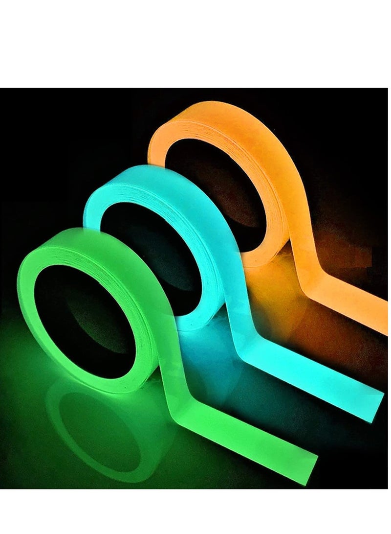 Zikra Luminous Tape Waterproof Stickers Glow in The Dark Self-Adhesive Fluorescent Safety Warning Durable Wearable for Stairs Stage Supplies Decoration 3 Rolls - Image 1