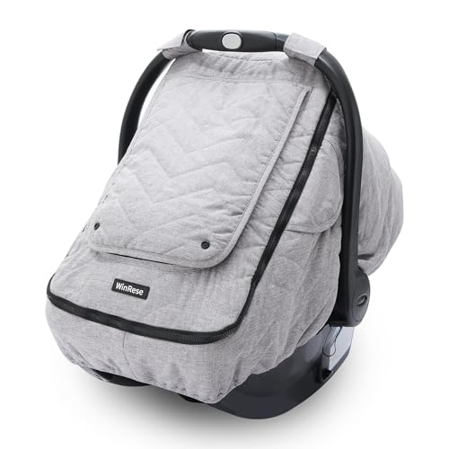 WinRese Baby Car Seat Cover 3Layer Thick Fabric Waterproof Breathable Mesh Window Windproof Snow Blocking Keep Baby Warm in Winter Universal Fit for Infant Car Seat and Carrier - Image 1